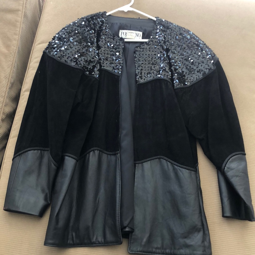 Postano Pelle black sequin jacket, size SP